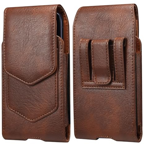 Handy Gürteltasche Herren für Galaxy S25 S24 Note 20 Ultra iPhone 17 16 Pro Max, 7.2 Premium Leder Tasche mit Gürtelschlaufe Gürtel Handytasche Halterung für Huawei Mate 40 Lite Xiaomi Max 3, Braun
