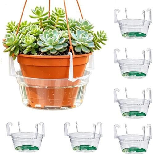 Générique 7PCS Soucoupe Pot Fleur, Coupelle Dessous De Pot De Fleur, Soucoupe en Plastique Transparent pour Panier Suspendu, Plateaux, 20CM