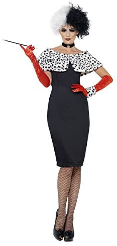 Smiffys Böse Madame Kostüm, Kleid mit Handschuhen, Shrug, Manschetten und Choker