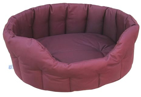 P & L Superior Pet Beds Heavy Duty Oval Waterproof Softee Bed, Jumbo, 97 x 74 x 25 cm, Burgundy