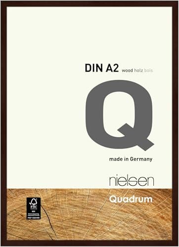 nielsen Bilderrahmen, 42 x 59,4 cm (A2), Holz, Wengé, Posterrahmen zum Aufhängen im Hoch- & Querformat, Echtglas, Quadrum