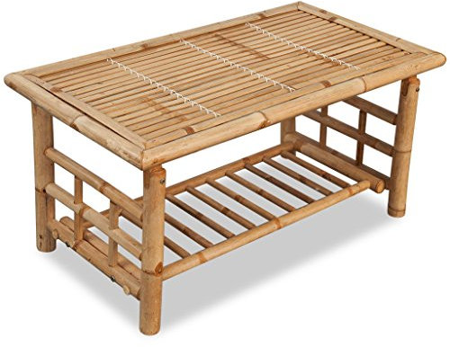 Festnight Table Basse Bambou pour Salon ou Extérieur Design Simple 90 x 50 x 45 cm