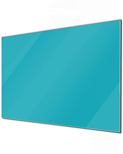 banjado Glas Magnettafel 90x60cm / Magnetwand Glas/Magnetpinnwand als Memoboard Glas/Pinnwand Magnettafel Küche, Büro, Kinderzimmer inkl. 4 Magnete & Montageset - Türkis