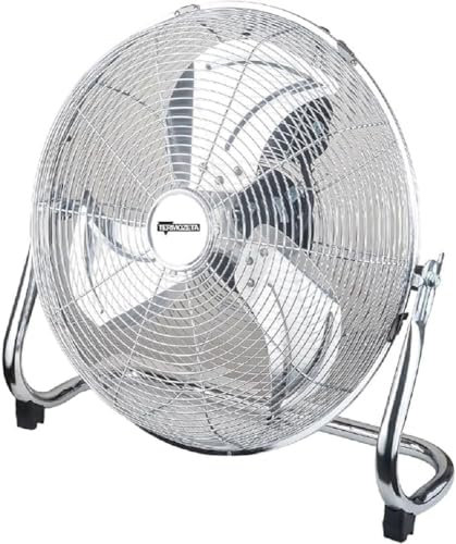 Termozeta Ventilatore Alta Velocita' In Metallo 40cm 90w Cromato pavimento Bassotto TZBA01, 58.71 W, 60.95 Decibel, Alluminio, argento