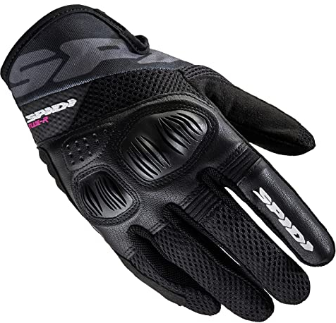 SPIDI, Flash-R Evo Lady, Guanti Moto per Donna, Protettivi e Resistenti, Guanti Moto Estivi Impermeabili e Antiscivolo, con Touchscreen Capacitivo, Peso Medio 0, 1 kg, Colore Nero, Taglia S