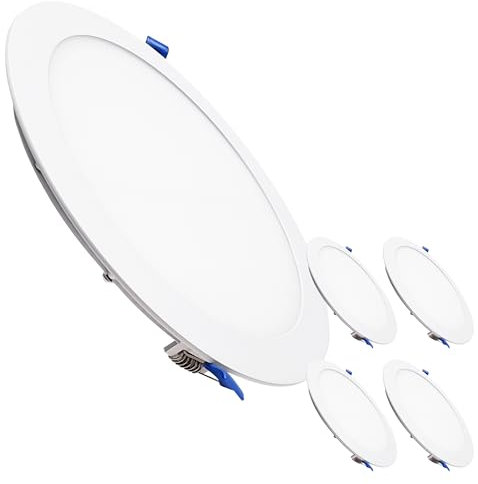 LED ATOMANT Packung mit 5 LED-Panel Rundes Downlight 240mm 20W, CCT (Farbwahlschalter Warmweiß, Neutralweiß oder Kaltweiß), Durchmesser 220mm, 1800 Lumen, Inklusive Treiber