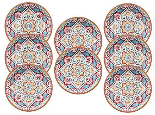 Auntie Morags Purely Home Rio Corte - Outdoor/Camping/BBQ - Melamine Dinner Plates Sets (8)