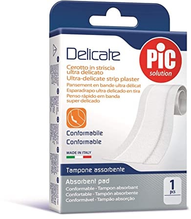 Pic Solution Parche de Tela No Tejida, 500 cm Longitud x 6 cm Anchura, Blanco 100 g