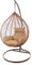 KIDEO Komplettset: großer Hängesessel mit Gestell & Kissen, Korbsessel, Poly-Rattan (Korb & Gestell: braun, Kissen: braun Nest (7010_Hazelnut))