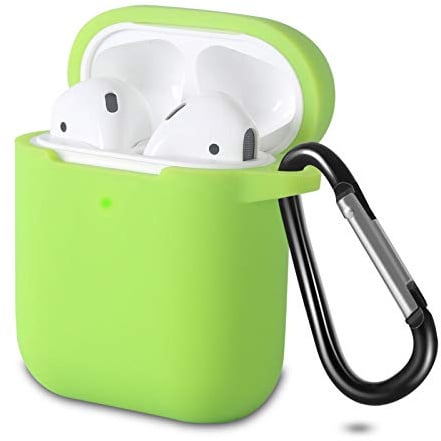 KOKOKA Schutzhülle Hülle Kompatibel mit AirPods 2 & 1, Silikon Schutzhülle Hülle Case für AirPods 2 & 1, LED an der Frontseite Sichtbar Stoßfeste Schutzhülle, Light Green