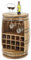 Stella Trading FIASKO - Bar en Forme de tonneau de vin Vintage - en Bois Massif de Mangue - Armoire de Bar élégante avec étagère, Porte-Verres et Compartiments à Bouteilles - 58 x 91 x 58 cm (l x H x