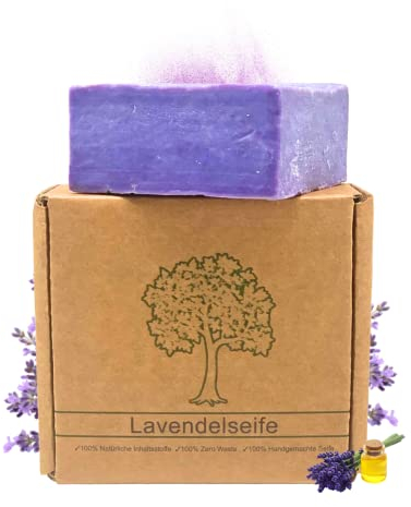 PAOS Lavendelseife, Premium, Pflegeseife, Naturseife, Handgemacht, Naturprodukt, Keine Chemikalien, empfohlen bei trockener Haut und Haar, Naturkosmetik