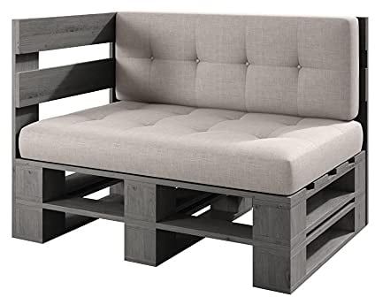 sunnypillow Palettenmöbel Europaletten Indoor und Outdoor Lounge Gartenmöbel Holz Gartenmöbel Set Lounge Möbel Terrasse Balkon Loft Stil Paletten | Grau Eckbank 120 x 80 cm Höhe : 30 cm