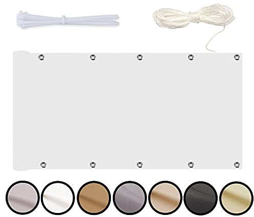 MEEYI Brise Vue Retractable 100x300cm Couverture de confidentialité Écran Balcon Brise-Vue Occultant Opaque Protection UV Résistant aux Déchirures et Vent Blanc