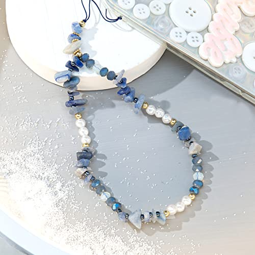 Kristall Stein Perle Handykette Perlen Kette Telefon Charm Strap Mobile Phone Beads Lanyard Handgelenkkette Mobile Phone Chain Wrist Bracelet Phone Charm Strap Cord Lanyard Telefon Anhänger,Blau