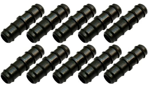 Raccordo Manicotto per Tubi Irrigazione, Giunto Portagomma Nero - Orto Facile (10, 16 mm)