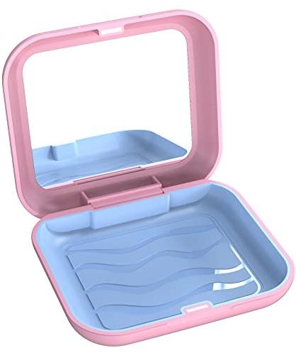 BVN Zahnspangendose, Zahnspangenbox, Gebissdose, Behälter für Gebiss, Behälter Gebiss, Protesenbehälter, Prothesendose Reise (Rosa)
