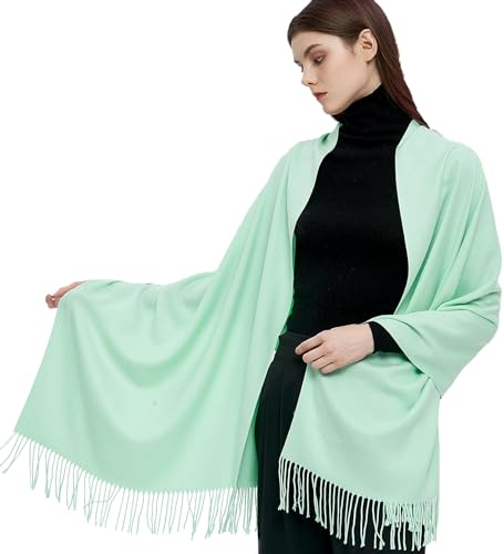 Gragengs Pashmina Schals und Wraps Schals für Damen Hochzeit Party Winter Warme Lange Solid Color,Mintgrün