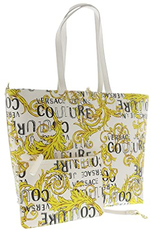 Borse Donna Bianco Shopper con fantasia Logo Couture UNI