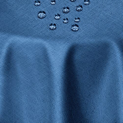 Leinen Optik Tischdecke Tischtuch Tafeldecke Leinendecke Abwaschbar Wasserabweisend Oval 135 x 180 cm Dunkelblau Fleckschutz Pflegeleicht mit Saumrand Leinentuch