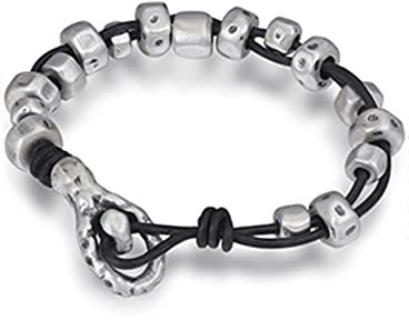 Epinki Armband S925 Sterling Silber, Beaded Form Armband Herren Silber für Herren Damen, Biker Hip Hop Armreifen, Echt Silber Schmuck
