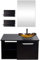 YU YUSING Juego de Muebles de baño con Lavabo y Espejo, Muebles de baño con Lavabo, Armario con Espejo, 2 estantes de Pared, Juego de Grifo (Dorado Moderno)