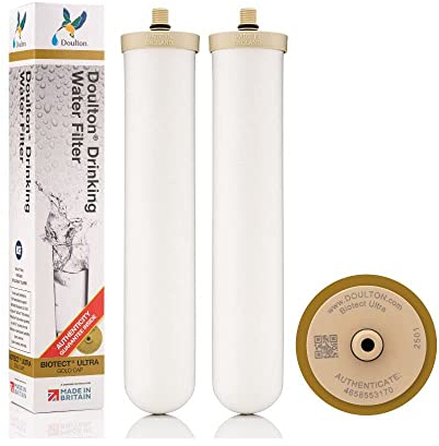 Doulton 10 Biotect Ultra | 2 unidades | Auténtico filtro cerámico tipo vela para agua potable | Apto para sistemas bajo encimera con conexión M12 | Reduce los contaminantes | Certificado NSF | 2501