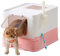 Feandrea Arenero para Gatos, Caja Arena con Bandeja Extraíble, Pala, Cepillo, Espacioso para Gatos Grandes, Carga de 15 kg, Antifiltración, Antiescapes, Blanco y Rosa Pastel PPT001P01