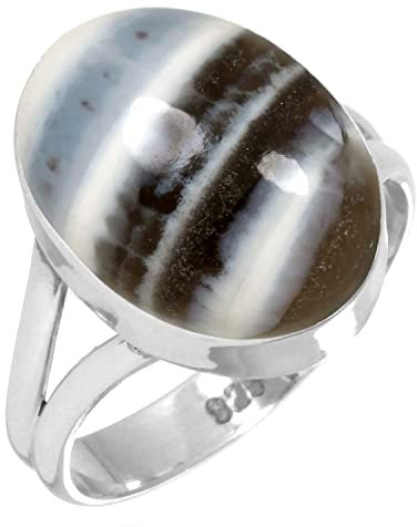 Jeweloporium 925 Silber Ringe für Damen Größe 60(19.1) Echt Blauer Owyhee-Opal Edelstein Jahrgang Silber Ringe Weihnachten - Geschenk Solitär Schmuck
