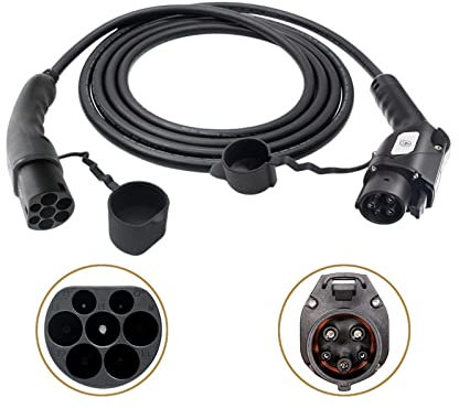 RWRAPS elektroauto ladekabel Typ 2 EV-Ladekabel 7,2/11/22 kW IEC 62196 Verlängerungskabel for Elektrofahrzeug-Autoladestation Typ 1 (Color : 3.6kw 15m Type 1)