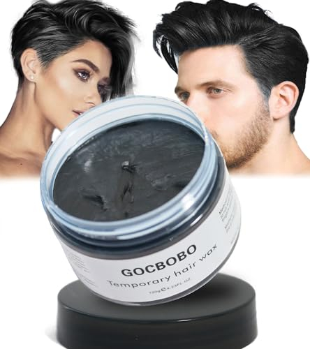 GOCBOBO Temporäres Haarfarbe Wachs Waschbare Schwarz Haarwachs Männer Frauen DIY Farbwachs für Party Cosplay Halloween 4,23 Unzen