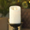 Luminara Weiße Wachskerze, flammenlos, LED, batteriebetrieben, bewegliche Flamme, Säule, geruchloses Echtwachs mit Tropfkante, Timer (7,6 x 11,4 cm)
