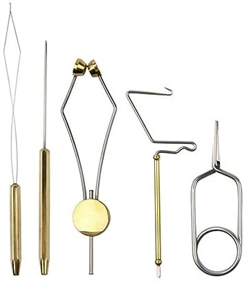 SEIWEI Fliegenfischer-Bindeset mit Spulenhalter, Drahteinfädler, Knotenpeitsche, Hackenzange zum Binden von Schnellknoten, zum Binden von Haaren und Haken, zum Schlaufenbinden, zum Fliegenfischen