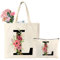 Cadeau Femme, Initiale Sac Fourre Tout Personnalisés, Alphabet Sac en Toile avec Poches, Cadeau pour Amie Maman Collègue Anniversaire Mariage Fête des Mères (L)
