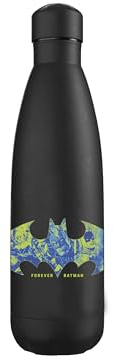 CYP Brands Batman - Borraccia in acciaio, bottiglia, borraccia, chiusura ermetica, 550 ml, colore nero, prodotto ufficiale