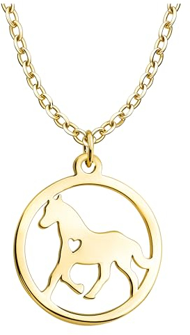 Sofia Milani - Damen Halskette 925 Silber - vergoldet/golden - Kreis Pferd Anhänger - N0703