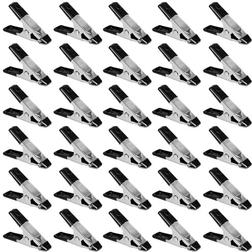 HANSOM 30 Pcs Small Clamps,Garden 2 Inch Mini Spring Clips Clamps Heavy Duty for Crafts/Backdrop/Greenhouse,Metal Chip Clips Open Mouth is 3/4 Inch for Woodworking Photography