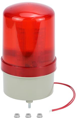 QWORK® Rotierende LED Warnleuchte Rot Blinklicht, Akustische Optik Alarm