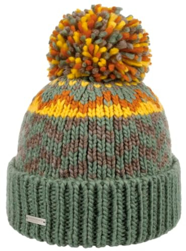 Seeberger Ventova Bommelmütze Strickmütze Wintermütze Damenmütze Umschlagmütze Beanie Damen/Herren - mit Umschlag, Futter Winter Herbst-Winter