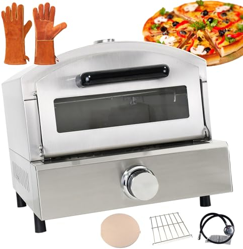 forplubossmmp Horno De Pizza De Doble Capa De 14 para Uso Comercial | Horno Tostador De Vidrio Visual Portátil | Hornos para Hornear Pizzas Al Aire Libre | Pizzera con Encimera De Acero Inoxidable