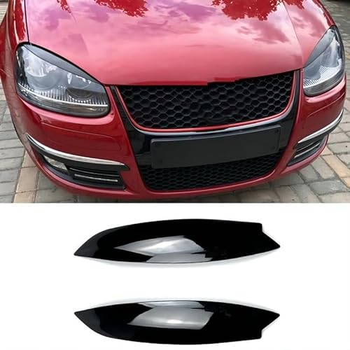 GSBWBL Vordere Scheinwerfer Augenbrauen,kompatibel mit VW Golf 5 MK5 GTI R R32 2005 2006 2007, Autoscheinwerfer Augenlid Lichtabdeckung Trims,1-Black