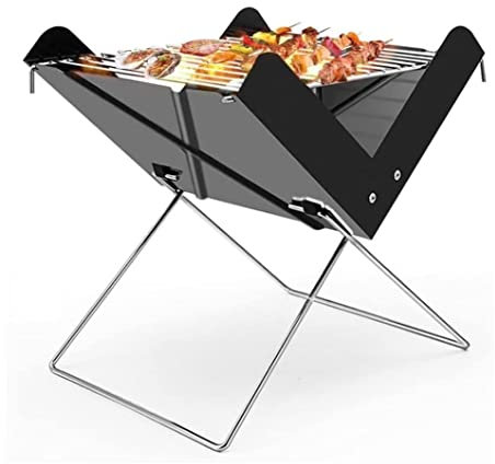 TOTIKI Holzkohlegrill Edelstahl Grill X-förmbar Faltbar Grill BBQ Herd Tragbarer Grill Ofen Outdoor Camping Picknickkohle Kohlenstoff Backgrill BBQ Grill