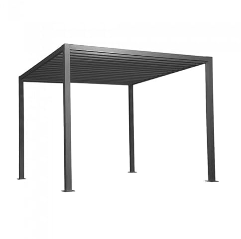 GRINDI IN THE GARDEN - Garten Pergola Pavillon Terrassendach Alu - Tasos 3x3m, Grau - mit offenes Dach, Freistehender für Terrasse, Grillpavillon, Markise als Vordach
