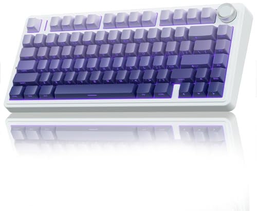 AULA F75 75% Wireless Mechanical Keyboard,2.4Ghz/Type-C/BT5.0 Gaming Keyboards,Advanced Structure,Side Engraved,RGB Backlight,Hot Swappable Custom Keyboard for PC/Mac (Purple)