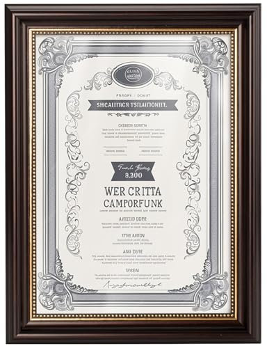 Rieeyrslza Diplom Bilderrahmen A3 Urkunden Rahmen 29,7x42cm Fotorahmen Wand- & Tischrahmen, Diplom Graduierung Posterrahmen Rahmen mit Goldenen Punktakzenten mit Halterung (Braun 1Stk)