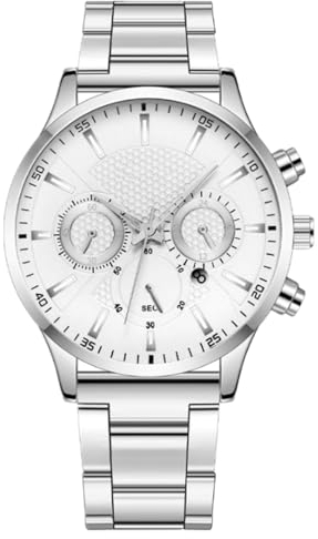 JOATVEE wasserdichte Herren-Chronographenuhr, Edelstahlarmband, Analog, Quarz Business-Uhr mit Datum