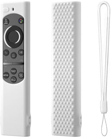 Protective Silicone Remote Case For Samsung Smart TV, Silicone Remote Controller Cases Protective Covers Shockproof Remote Control Sleeve Holder for TM2180E TM2180E BN59-01385A (White)