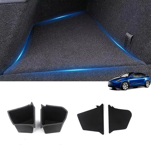 NEWFUN für Tesla Model Y Kofferraum Organizer,Kofferraum-Organisator mit Deckel Seitenbox für Tesla Model Y, Zubehör fürTesla Model Y,Schwarz, 2-teiliges Set, Modell 2022 2023 2024