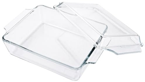 LDXDRU Auflaufform Mit Deckel und Griffe, 1.5 L Ofenfest Glas Auflaufformen für 1 Person, 26,4x18x8,7cm
