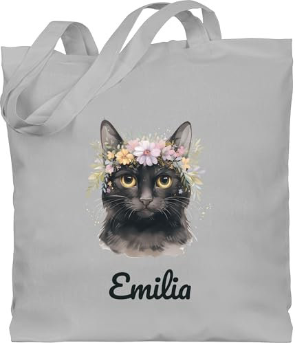 Baumwolltasche - Katze Katzen - Katzenmotiv | Geschenk für Katzenliebhaber | Katzenfreunde | Katzenmama | Cat - Unisize - Hellgrau - frauen cats name tasche katzenmotiven einkaufstasche